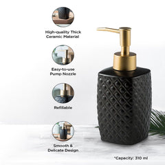 Homestic Liquid Soap Dispenser | Handwash Soap Dispenser | Soap Dispenser for Wash Basin | Shampoo Dispenser Bottle | Bathroom Dispenser Bottle | 310 ML | Black