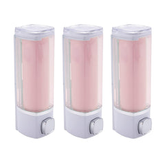 Kuber Industries Pack of 3 Manual Shampoo & Soap Dispenser | Wall Mounted | Soap Dispenser for Kitchen & Bathroom | Refillable, Lightweight & Durable | Easy to Clean |Pink- 250 ml