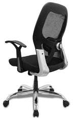 Kuber Industries Ergonomic Revolving Office Chairs for Work From Home | Comes with Manual Height Adjustable & Armrest Support | Comfy Study Chair for Students with Wheels | Black