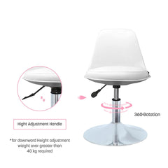Kuber Industries Revolving Curvy Mini Bar Stool Chair for Kitchen with Leather Seat & 360 Swivel | 20 inch Height Adjustable Kiddle Food & Study Chair for Baby | Kids Counter Stools | White