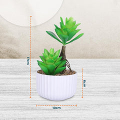 Kuber Industries Artificial Plants for Home D?cor|Natural Looking Indoor Fake Plants with Pot|Artificial Flowers for Decoration-Pack of 6 (Green)