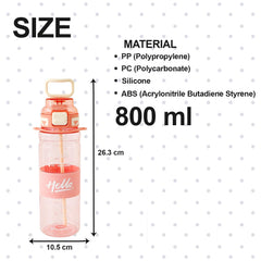 Kuber Industries Pack of 6 Kids Water Bottle With Straw |Sipper Water Bottle For Kids Boys Girls| Water Bottle with Locking Flip Lid| 800 ml |Pink | SYZ-7740B