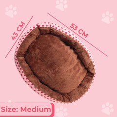 Kuber Industries Dog & Cat Bed|Soft Plush Top Pet Bed|Oxford Cloth Polyester Filling|Medium Washable Dog Bed|Circular Cat Bed with Rise-Edge Pillow|QY039PC-M|Pink & Coffee(Pack of 2)