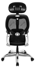 Kuber Industries Ergonomic Office Chairs for Work From Home | Comes with Manual Height Adjustable, Armrest, Headrest & 2D Lumbar Support | Comfy Study Chair for Students with Wheels | Black