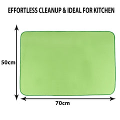 Kuber Industries Dish Dry Mat | Microfiber Drying Mat | Kitchen Drying Mat | Reversible Mat | Kitchen Absorbent Mat | Dish Dry Mat for Kitchen | 50x70 | Pack of 2 | Green