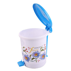Kuber Industries Floral Design Plastic Dustbin, Small, Blue