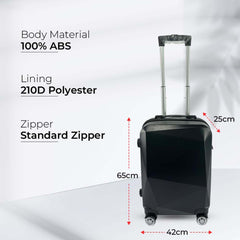 Heart Home 24inch Strong & Lightweight Cabin Trolley Bags with 360 Degree Rotating Wheels | Expandable Carry-On Cabin Luggage Suitcase | Bags for Travelling | 600524BLK-Black