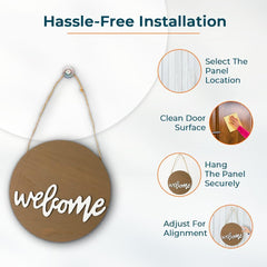 Kuber Industries Door Decor Panel|Wall Hanging Wooden Frame Board-Pack of 3 (Brown)