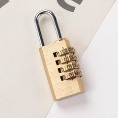 Kuber Industries 4 Digit Combination Padlock|Keyless Luggage Lock-Pack of 2 (Brass)