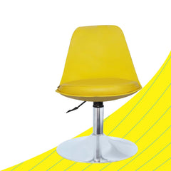 Kuber Industries Revolving Curvy Mini Bar Stool Chair for Kitchen with Leather Seat & 360 Swivel | 20 inch Height Adjustable Kiddle Food & Study Chair for Baby | Kids Counter Stools | Yellow