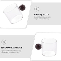Kuber Industries 8 Pcs Borosilicate Glass Coffee Cups | Cup with Wooden Ball Handle | High Heat Resistant | Microwave and Dishwasher Safe | 120 ML | Pack of 4 | Transparent