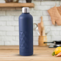 Kuber Industries Pack of 5 Vacuum Insulated Water Bottle | Stainless Steel Water Bottle | Hot & Cold Water Bottle | Leakproof, BPA Free, Rustproof | 750 ML | Dark Blue