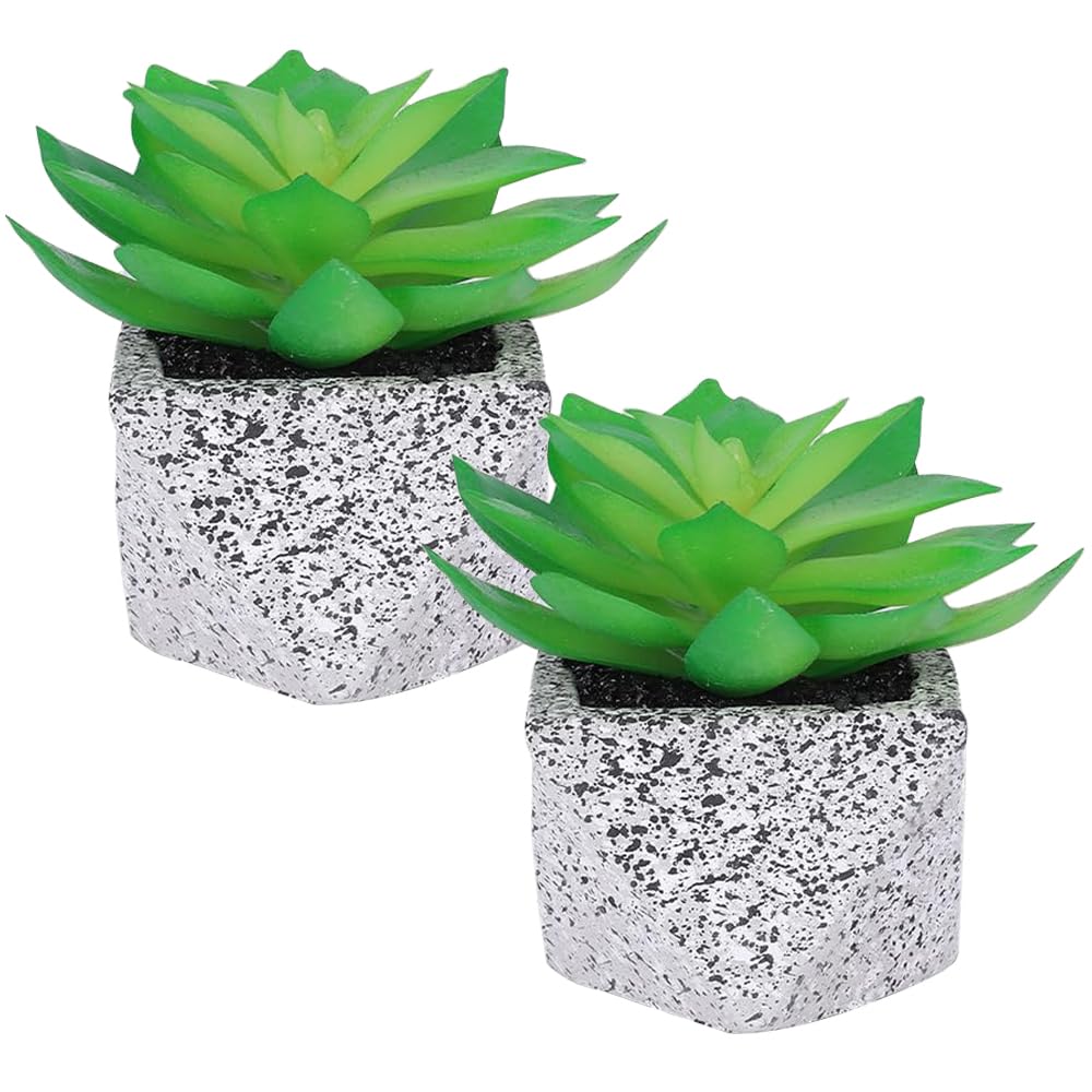 Kuber Industries Artificial Plants for Home Décor|Natural Looking Indoor Fake Plants with Pot|Artificial Flowers for Decoration-Pack of 2 (Green)