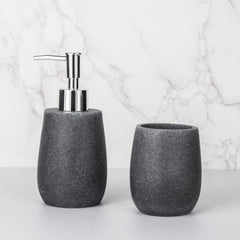 Urbane Home Premium 2-Piece Bathroom Accessories Set | Tooth Brush Holder | Liquid Soap Dispenser (250ml) | Moisture Resistant | Scratch Proof | Black