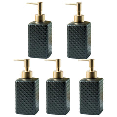 Kuber Industries Liquid Soap Dispenser | Handwash Soap Dispenser | Soap Dispenser for Wash Basin | Shampoo Dispenser Bottle | Bathroom Dispenser Bottle | Pack of 5 | 350 ml | Black