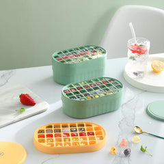 Kuber Industries 2 Layer Ice Cube Tray with Lid | Ice Cube Storage Box with Ice Scoop | 72 Ice Cube Molds for Freezing | One-Press Demolding | BPA Free | Green
