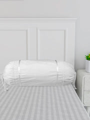 Kuber Industries Bolster Covers | Cotton Bolster Cover Set | Diwan Bolster Cover Set | Bolster Pillow Cover | Plain Lace Print Masand Cover | 16x32 Inch | Pack of 2 | White