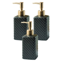 Homestic Liquid Soap Dispenser | Handwash Soap Dispenser | Soap Dispenser for Wash Basin | Shampoo Dispenser Bottle | Bathroom Dispenser Bottle | 3 Piece |350 ml | Black