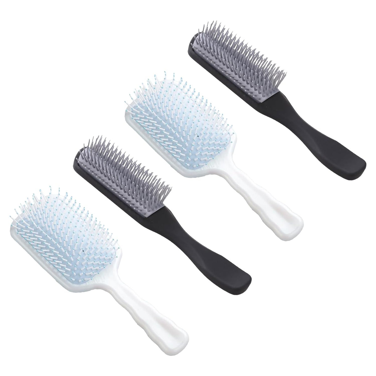 Kuber Industries Hair Brush | Flexible Bristles Brush | Hair Brush with Paddle | Straightens & Detangles Hair Brush | Suitable For All Hair Types | Hair Brush Styling Hair | Set of 4 | Blue & Black