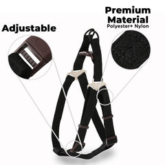 Kuber Industries Dog Harness For Medium Dogs & Leash Set|Premium Metal Hook|PDMGL-005-3|Comfortable Grip|Hand Spliced Belt For Added Strength |PDMGL-005-3|Soft Padding|Stylish Design|Black (Pack Of 5)