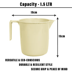 Heart Home Bathroom Mug | Plastic Bath Mug for Bathroom | Bath Mug | Mug for Bathroom | Mug for Toilet | Washroom Jug | 150 Bath Mug | 1.5 LTR | Pack of 2 | Beige