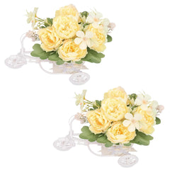 Kuber Industries Artificial Plants for Home D?cor|Natural Looking Indoor Fake Plants with Pot|Artificial Flowers for Decoration-Pack of 2 (Yellow)