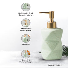 Urbane Home Liquid Soap Dispenser | Handwash Soap Dispenser | Soap Dispenser for Wash Basin | Shampoo Dispenser Bottle | Bathroom Dispenser Bottle | 300 ML | Green