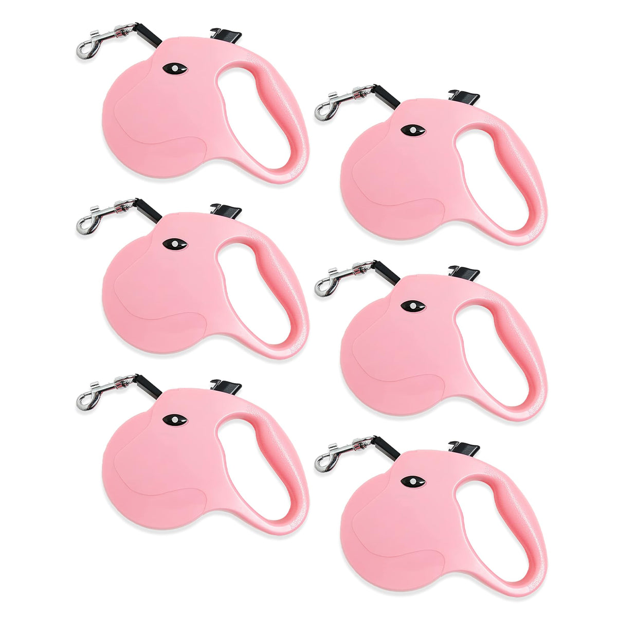 Kuber Industries Pack Of 6 Retractable Dog Leash|One Button Break With Safety Lock|Automatic & Non-Slip Handle|WINDOG-1092|Soft Padded Handle For Comfortable Grip|Pet Training & Walking Accessory|Pink
