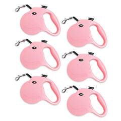 Kuber Industries Pack Of 6 Retractable Dog Leash|One Button Break With Safety Lock|Automatic & Non-Slip Handle|WINDOG-1092|Soft Padded Handle For Comfortable Grip|Pet Training & Walking Accessory|Pink