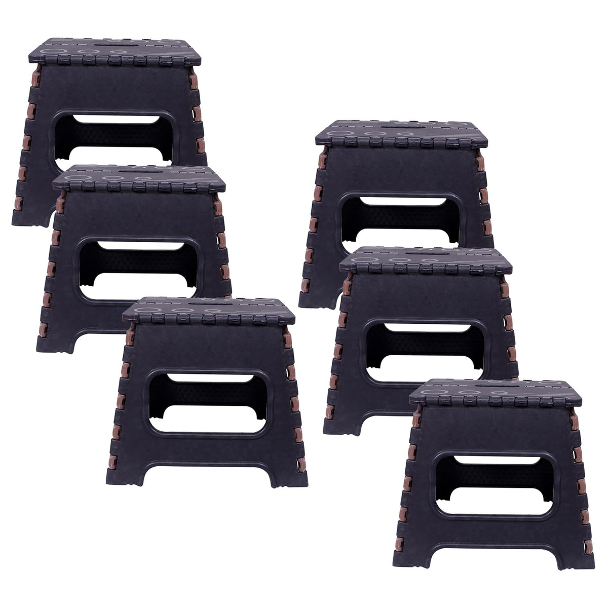 Kuber Industries 12 Inch Foldable Stool for Traveling|Heavy-Duty Step Stool for Adults|Perfect for Bathroom, Kitchen, Garden-Pack of 6 (Brown)