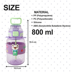 Kuber Industries Pack of 5 Kids Water Bottle With Straw |Sipper Water Bottle For Kids Boys Girls| Water Bottle with Locking Flip Lid | 800 ml |Purple | SYZ-7744A
