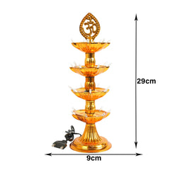 Kuber Industries Diwali Lights | Diwali String Light for Décor | Lights for Christmas | Lights for Navratri | Pooja Light for Diwali | Lights for Indoor | LED 4 Layer Diya Stand | Golden