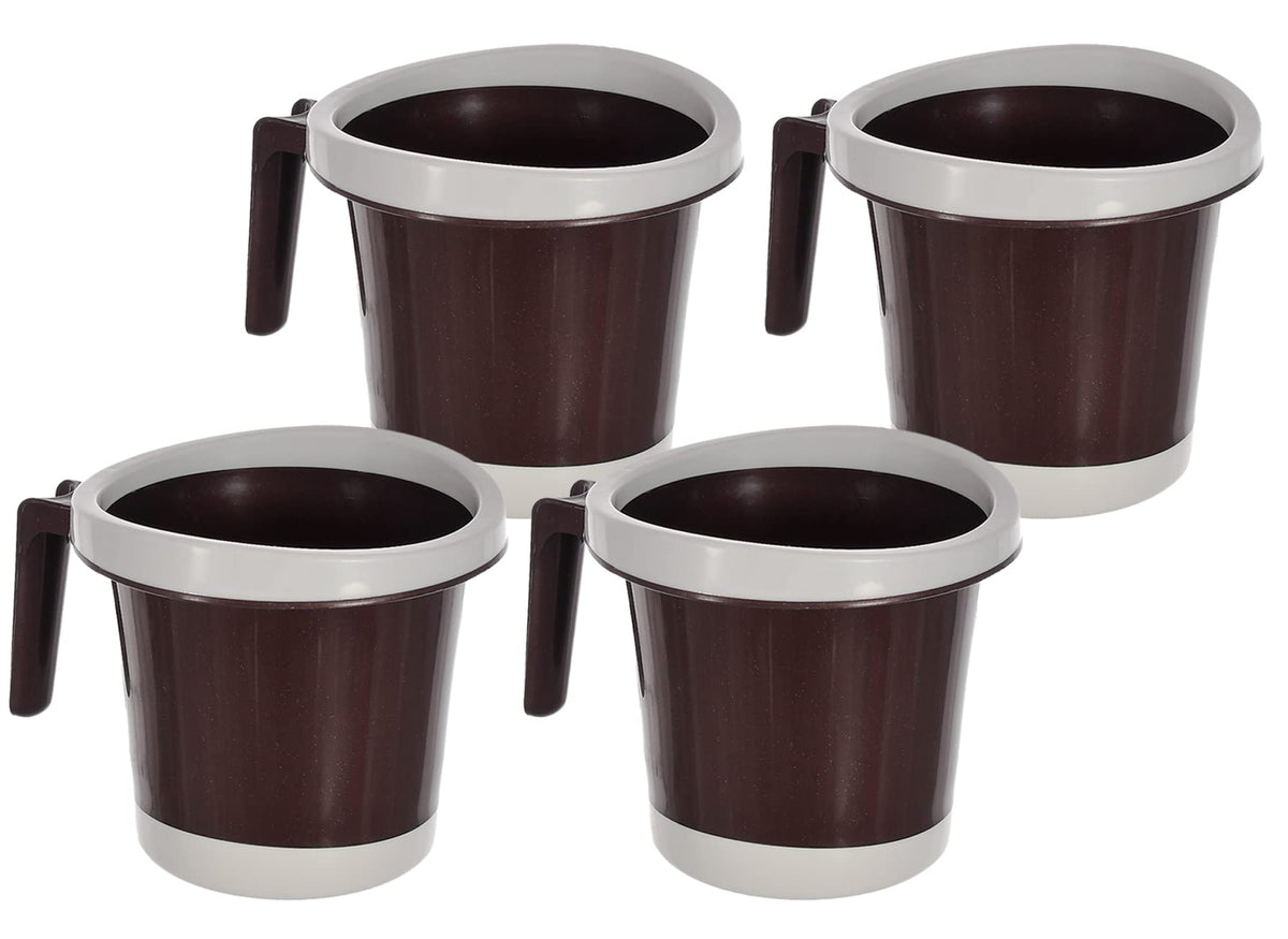 Heart Home Plastic Bathroom Mug 1 Litre Pack of 4 (Brown)-46HH0269