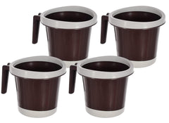 Heart Home Plastic Bathroom Mug 1 Litre Pack of 4 (Brown)-46HH0269