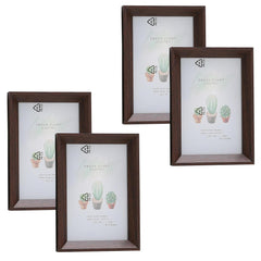 Kuber Industries Photo Frame For Home Décor|Use Horizontal & Vertical|Crystal Clear Glass|Perfect For Home, Office And Shop "11.6x16.7CM"-Pack of 4 (Brown)