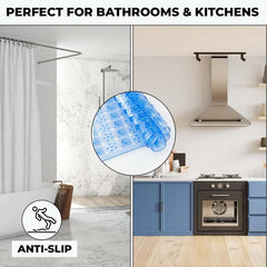 Kuber Industries Bathroom Mat|Anti Slip Mat for Bathroom Floor|Durable,Wear Resistant & Easy to Maintain|Acupressure & Foot Massager Door Mat with Water Drainage Holes|SG-01|69x36 cm,Blue (Pack of 3)