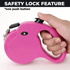 Kuber Industries Retractable Dog Leash|One Button Break with Safety Lock|Automatic & Non-Slip Handle|WINDOG-1092|Soft Padded Handle for Comfort Grip|Pet Training & Walking Accessory|Red (Pack of 2)