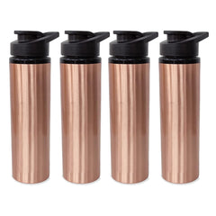 Kuber Industries Copper Water Bottle with Sipper | BPA Free & Non-Toxic | Leakproof, Durable & Lightweight|with Added Health Benefits of Copper | Ergonomic Design & Easy to Clean | 750 ML (Pack of 4)