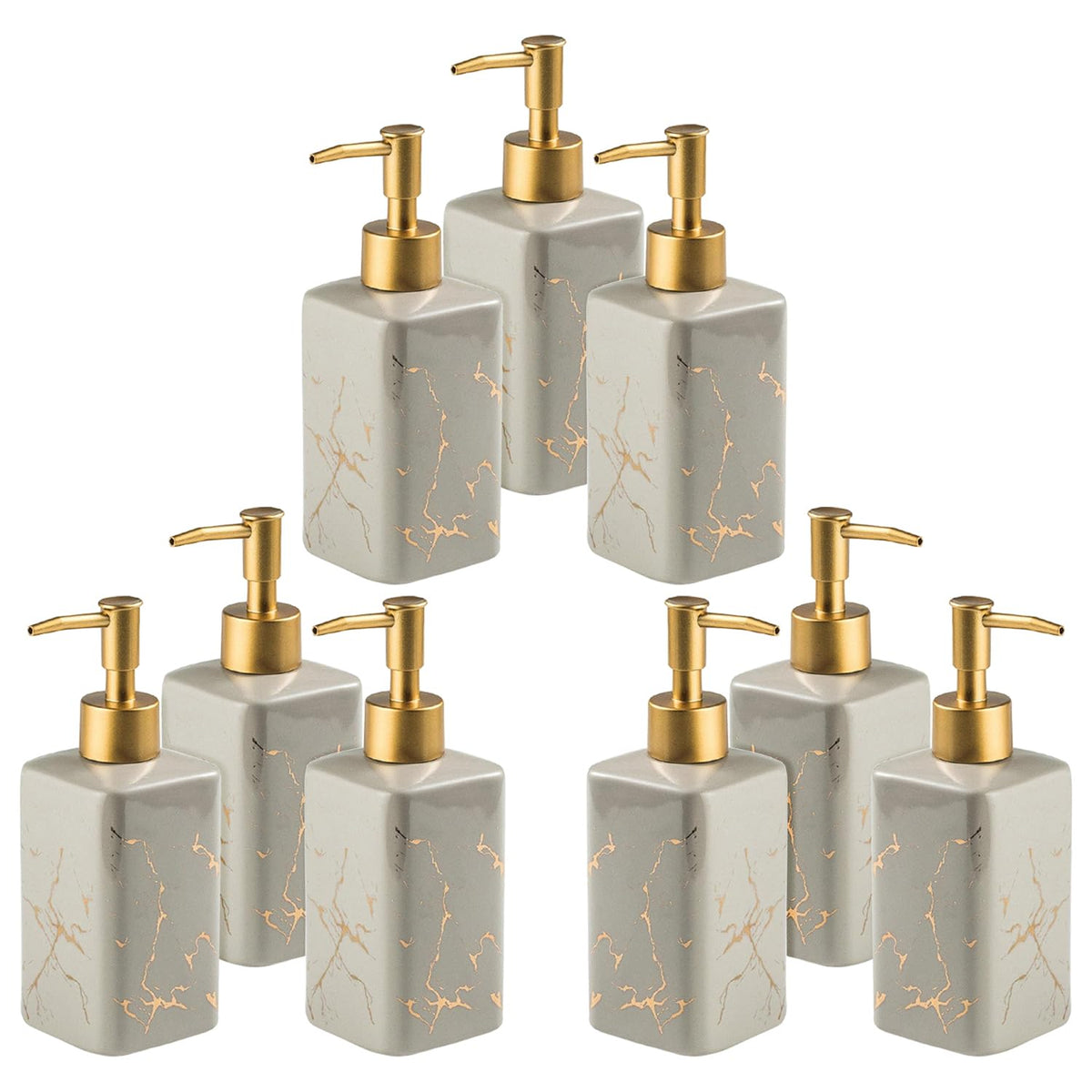 Kuber Industries Liquid Soap Dispenser | Handwash Soap Dispenser | Soap Dispenser for Wash Basin | Shampoo Dispenser Bottle | Bathroom Dispenser Bottle | 9 Piece | Pack of 3 | ZX032GY | 320 ml | Gray