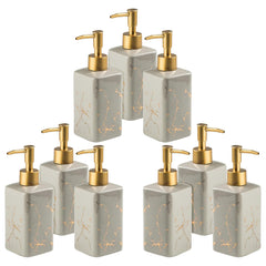 Kuber Industries Liquid Soap Dispenser | Handwash Soap Dispenser | Soap Dispenser for Wash Basin | Shampoo Dispenser Bottle | Bathroom Dispenser Bottle | 9 Piece | Pack of 3 | ZX032GY | 320 ml | Gray