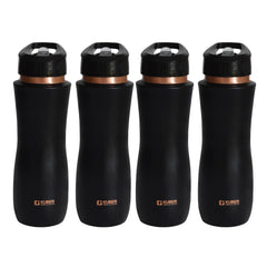 Kuber Industries Copper Water Bottle with Sipper | BPA Free & Non-Toxic | Leakproof, Durable & Lightweight | with Added Health Benefits of Copper |Easy to Clean | Maroon | Black (Pack of 4)