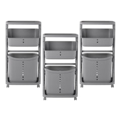 Kuber Industries Pack of 3 Multipurpose 2-Tier Laundry Basket | With Top handles | Toy Bucket | Easy to Use |MC2018-32 | Grey