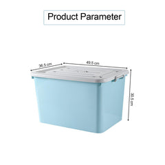 Kuber Industries Rectangular Storage Box | Storage Box with Lid and Double Side Handles | Stackable Storage Box with Wheel | YN6258 | Blue