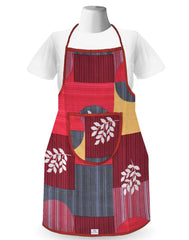 Heart Home Leaf Printed Apron with 1Front Pocket, Pack of 3 (Pink)