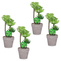 Kuber Industries Artificial Plants for Home Décor|Natural Looking Indoor Fake Plants with Pot|Artificial Flowers for Decoration-Pack of 4 (Green)