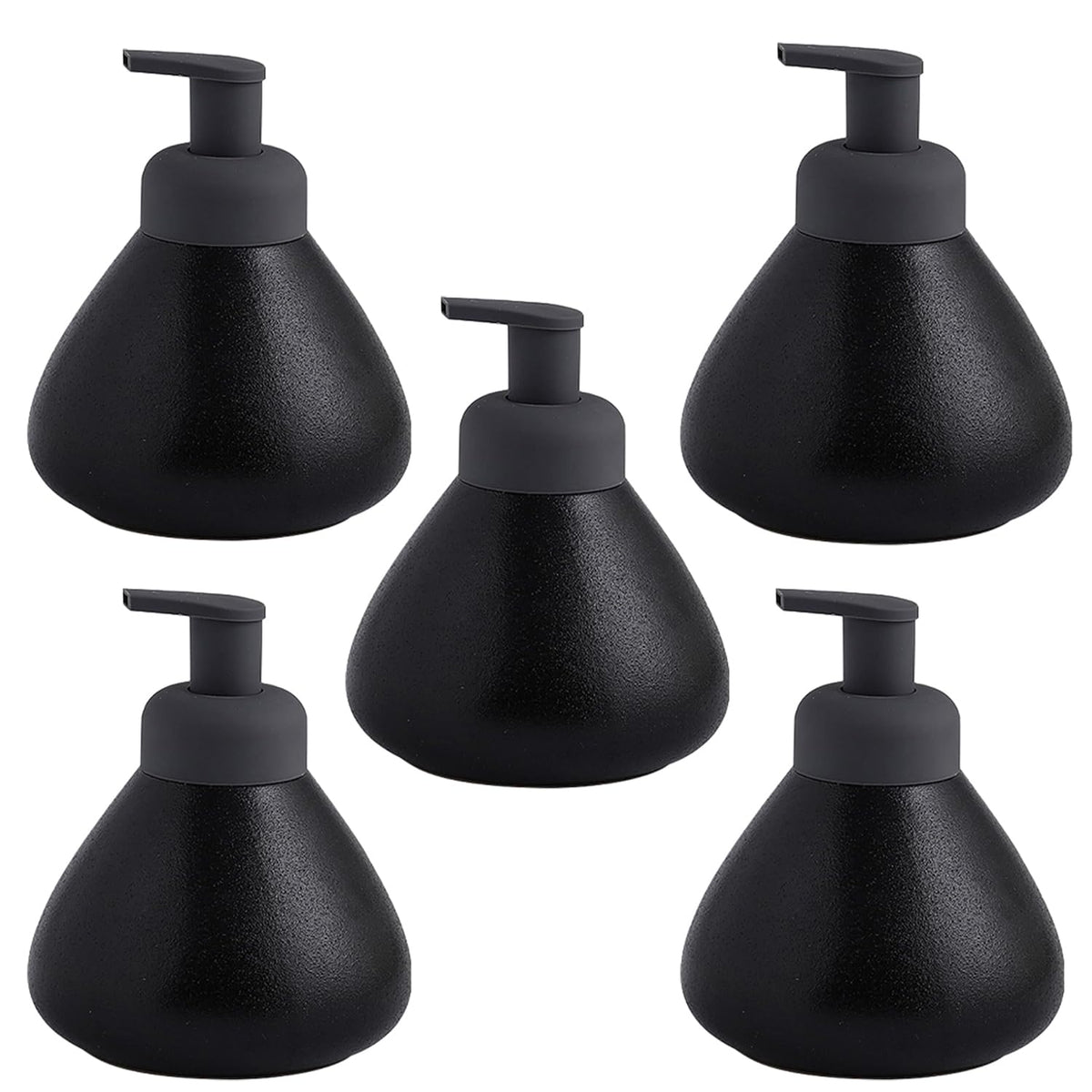 Kuber Industries Liquid Soap Dispenser | Handwash Soap Dispenser | Soap Dispenser for Wash Basin | Shampoo Dispenser Bottle | Bathroom Dispenser Bottle | Pack of 5 | JY00019 | 360 ml | Black