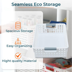 Kuber Industries Set of 1 Large Hollow Storage Basket|Kitchen & Home Organizer For Wardrobe|Tray For Toys, Fruits, Books-Pack of 5 (White)