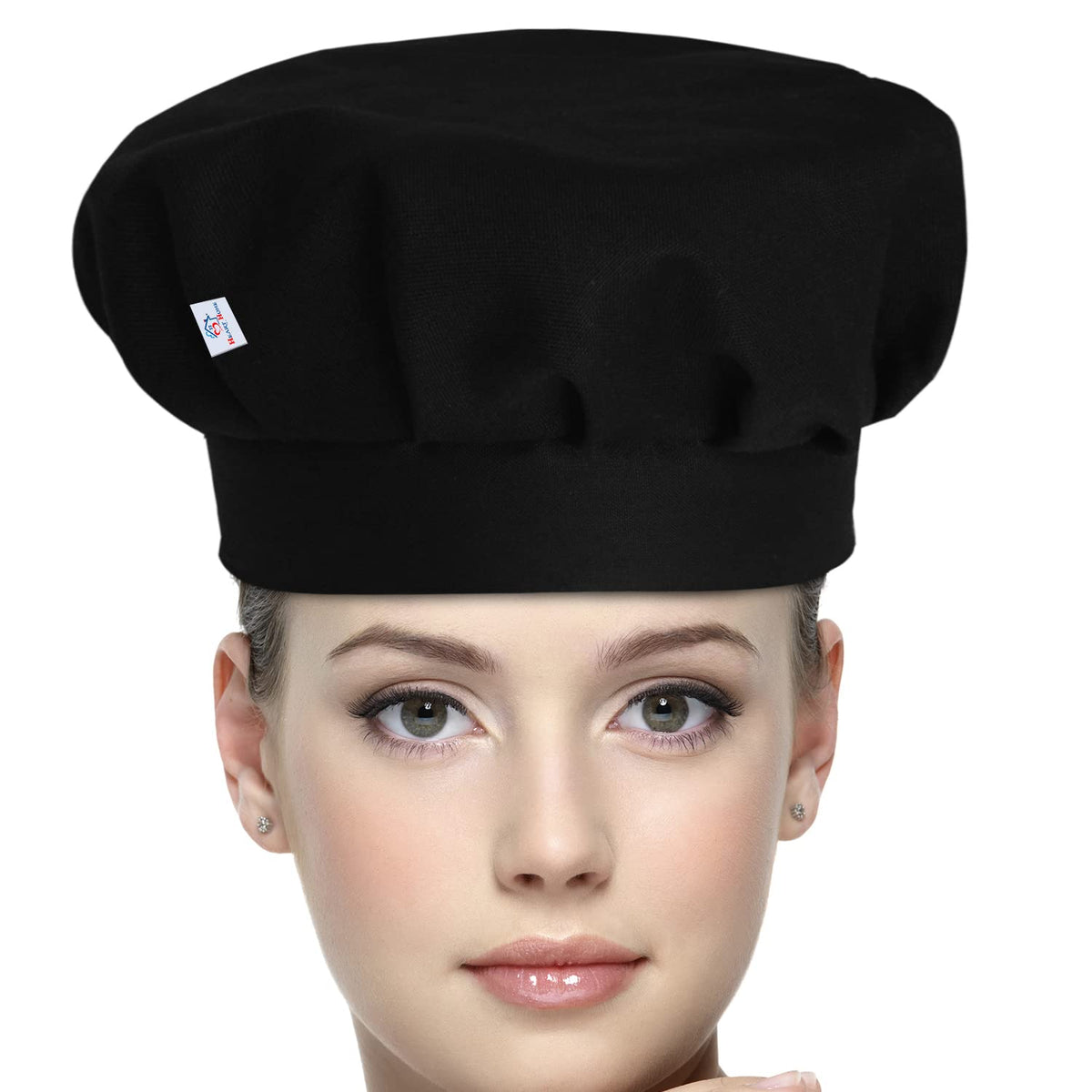 Heart Home Cotton Chef Cap/Hat for Cooking, Baking, Party Favors, Home Kitchen, Restaurant (Black)-50HH01042