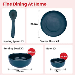 Kuber Industries 12 Pcs Ceramic Dinner Set | Bowl Plates Serving Spoon | Dishwasher & Microwave Safe | Kitechen Crockery Set for Dining & Gifting | Lead Cadium Bone-Ash free | Green