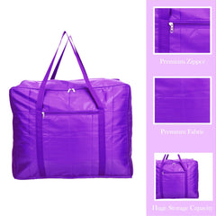 Heart Home Storage Attachi Bag | Parachute Travel Storage Bag | Underbed Storage Bag | Storage Organizer for Clothes | Zipper Closure Blanket Bag with Handle | Large | Pack of 2 | Purple